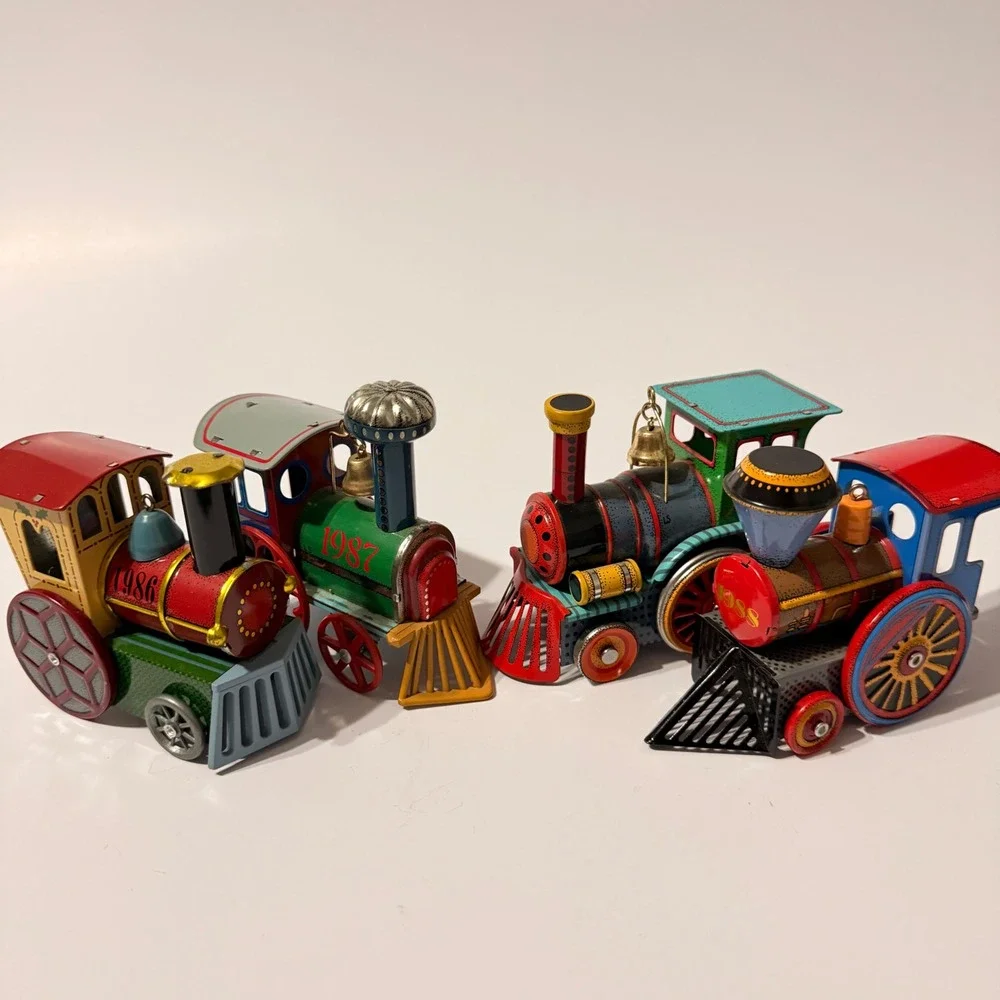 Hallmark Keepsake Tin Locomotive Ornament Set 1986-1989 Collector Series Tin Toy